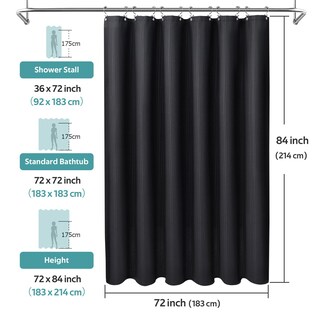Foto 6 | Foto 6 | Juego De Cortinas De Ducha Vipfree Waffle 3 En 1 258 G/m² 183 X 213 Cm Color Negro - Venta Internacional.