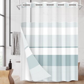 Foto 1 | Foto 1 | Cortina De Ducha Nesphy Sin Gancho Bohemio Verde Azulado Con Forro 180 X 188 Cm - Venta Internacional.