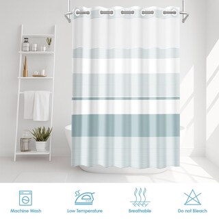 Foto 6 | Foto 6 | Cortina De Ducha Nesphy Sin Gancho Bohemio Verde Azulado Con Forro 180 X 188 Cm - Venta Internacional.