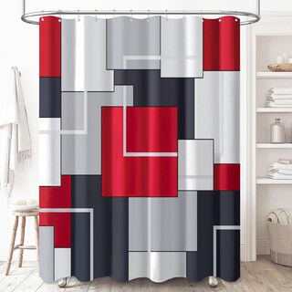Foto 1 | Foto 1 | Cortina De Ducha Bttn De Tela Roja Con Ganchos De Plástico 180 X 180 Cm - Venta Internacional.