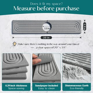 Foto 2 | Foto 2 | Alfombrilla De Grifo Eormoe Para Fregadero De Cocina Color Gris Tierra De Diatomeas - Venta Internacional.