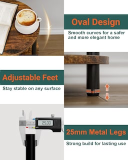 Foto 2 | Foto 2 | Mesa Auxiliar Riswer Pequeña Redonda De 3 Niveles De Madera Rústica Con Patas De Metal - Venta Internacional.
