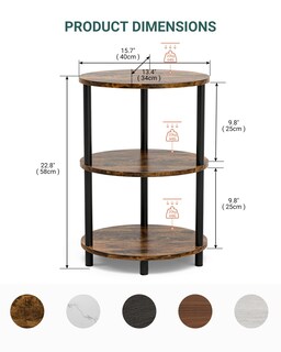 Foto 3 | Foto 3 | Mesa Auxiliar Riswer Pequeña Redonda De 3 Niveles De Madera Rústica Con Patas De Metal - Venta Internacional.