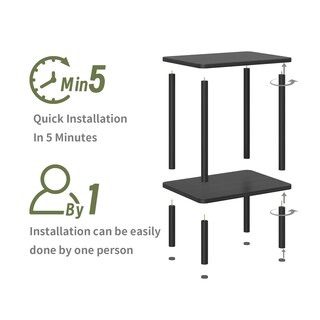 Foto 3 | Foto 3 | Mesa Auxiliar Apicizon De 2 Niveles Con Estante De Almacenamiento Negro - Venta Internacional.