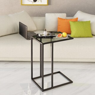 Foto 4 | Foto 4 | Mesa Auxiliar Adompacat En Forma De C  Juego De 2 Unidades De Vidrio Templado Negro - Venta Internacional.