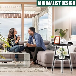 Foto 2 | Foto 2 | Mesa Auxiliar Syq  Mesa De Centro Redonda De Metal De 2 Niveles  50 Cm  Color Negro - Venta Internacional.