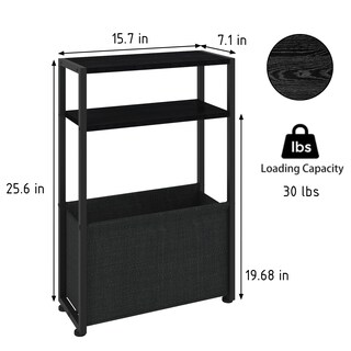 Foto 2 | Foto 2 | Mesa Auxiliar Leomonio Narrow Con Cesta De Tela Negra Ébano - Venta Internacional.