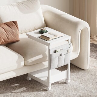 Foto 2 | Foto 2 | Mesa Auxiliar Yetom C Con Estante De Almacenamiento De 2 Niveles Con Ruedas  Color Blanco - Venta Internacional.