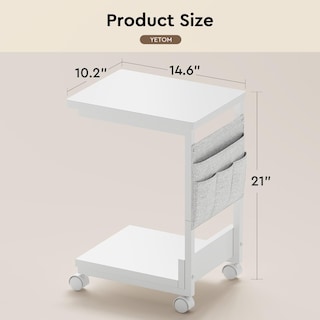 Foto 7 | Foto 7 | Mesa Auxiliar Yetom C Con Estante De Almacenamiento De 2 Niveles Con Ruedas  Color Blanco - Venta Internacional.