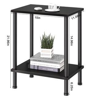 Foto 4 | Foto 4 | Mesa Auxiliar Yufam  Mesita De Noche De 2 Niveles Con Estante De Almacenamiento  Color Negro - Venta Internacional.