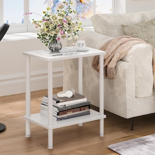 Foto 1 | Foto 1 | Mesa Auxiliar Yufam  Mesita De Noche De 2 Niveles Con Estante De Almacenamiento  Color Blanco - Venta Internacional.