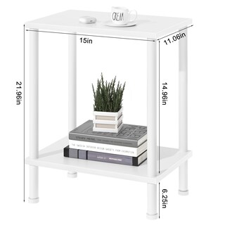 Foto 4 | Foto 4 | Mesa Auxiliar Yufam  Mesita De Noche De 2 Niveles Con Estante De Almacenamiento  Color Blanco - Venta Internacional.