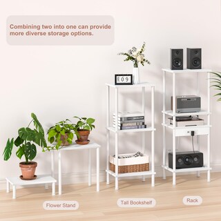 Foto 5 | Foto 5 | Mesa Auxiliar Yufam  Mesita De Noche De 2 Niveles Con Estante De Almacenamiento  Color Blanco - Venta Internacional.