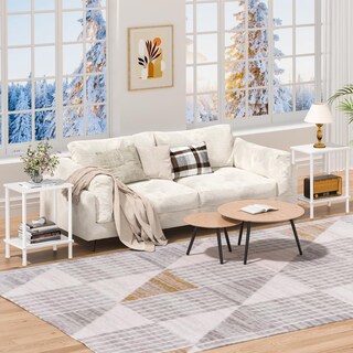 Foto 7 | Foto 7 | Mesa Auxiliar Yufam  Mesita De Noche De 2 Niveles Con Estante De Almacenamiento  Color Blanco - Venta Internacional.