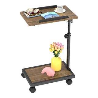 Foto 1 | Foto 1 | Mesa Auxiliar En Forma De C Natfairy Con Ruedas Giratorias Retro  Marrón - Venta Internacional.