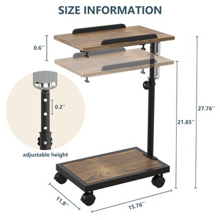 Foto 2 | Foto 2 | Mesa Auxiliar En Forma De C Natfairy Con Ruedas Giratorias Retro  Marrón - Venta Internacional.