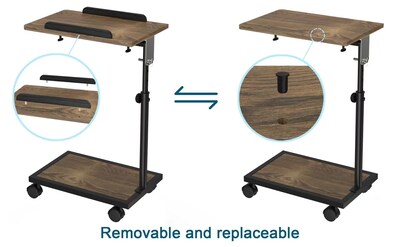 Foto 4 | Foto 4 | Mesa Auxiliar En Forma De C Natfairy Con Ruedas Giratorias Retro  Marrón - Venta Internacional.