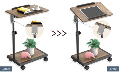 Foto 5 | Foto 5 | Mesa Auxiliar En Forma De C Natfairy Con Ruedas Giratorias Retro  Marrón - Venta Internacional.