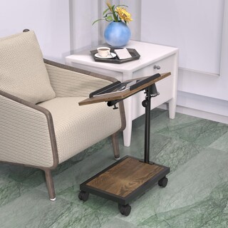 Foto 6 | Foto 6 | Mesa Auxiliar En Forma De C Natfairy Con Ruedas Giratorias Retro  Marrón - Venta Internacional.