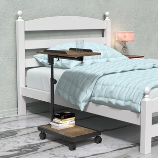 Foto 7 | Foto 7 | Mesa Auxiliar En Forma De C Natfairy Con Ruedas Giratorias Retro  Marrón - Venta Internacional.