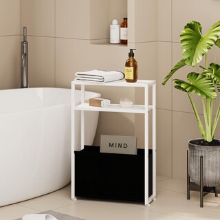 Foto 2 | Foto 2 | Mesa Auxiliar Leomonio Zbz01 Estrecha Con Cesta De Tela Blanca - Venta Internacional.