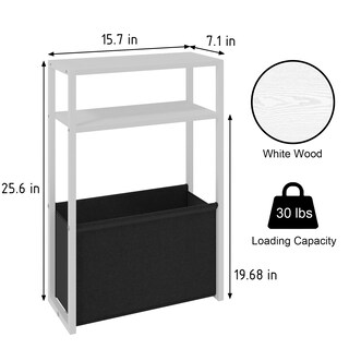 Foto 3 | Foto 3 | Mesa Auxiliar Leomonio Zbz01 Estrecha Con Cesta De Tela Blanca - Venta Internacional.