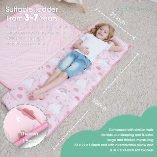 Foto 6 | Foto 6 | Alfombrilla De Siesta Para Niños Pequeños Acrabros Con Almohada Y Manta Con Forma De Unicornio - Venta Internacional.
