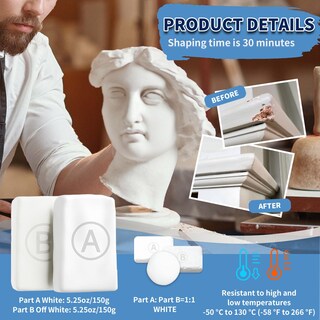 Foto 7 | Foto 7 | Masilla Epoxídica Endhokn En Barra Blanca De 300 G Para Reparar Y Esculpir - Venta Internacional.