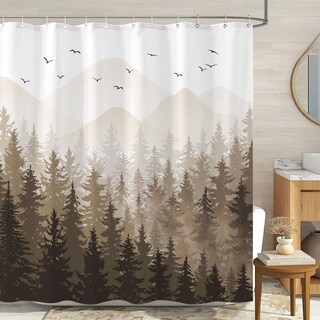 Foto 3 | Foto 3 | Cortina De Ducha Aipon Misty Forest Color Marrón Impermeable 180 X 180 Cm - Venta Internacional.