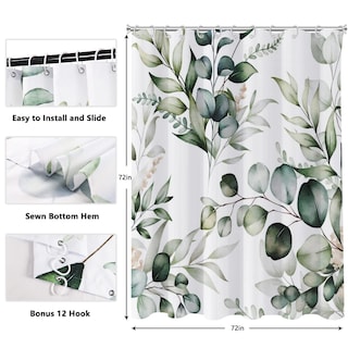 Foto 5 | Foto 5 | Cortina De Ducha Yiartaan Color Verde Acuarela 180 X 180 Cm - Venta Internacional.