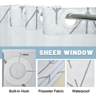 Foto 4 | Foto 4 | Juego De Cortinas De Ducha Lxbni A Rayas Geométricas Con Forro A Presión - Venta Internacional.