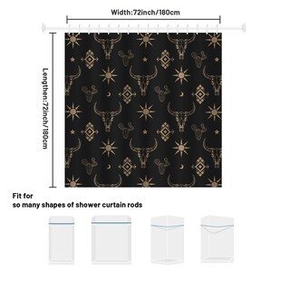 Foto 2 | Foto 2 | Cortina De Baño She Love Western Aztec Black Gold Bull Skull - Venta Internacional.