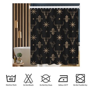 Foto 3 | Foto 3 | Cortina De Baño She Love Western Aztec Black Gold Bull Skull - Venta Internacional.