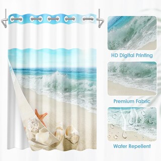Foto 4 | Foto 4 | Cortina De Ducha Nesphy No Hook Beach Starfish Con Forro 180 X 188 Cm - Venta Internacional.