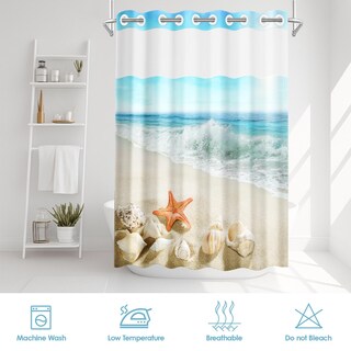 Foto 7 | Foto 7 | Cortina De Ducha Nesphy No Hook Beach Starfish Con Forro 180 X 188 Cm - Venta Internacional.