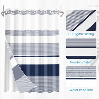 Foto 2 | Foto 2 | Cortina De Ducha Nesphy Sin Gancho Azul Marino Con Forro 180 X 188 Cm - Venta Internacional.