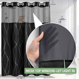 Foto 3 | Foto 3 | Cortina De Ducha Konzent A Rayas Blancas Y Negras Con Forro 71 X 74 Cm - Venta Internacional.