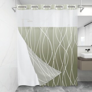 Foto 1 | Foto 1 | Cortina De Ducha Lxbni Sin Gancho Degradado Verde Salvia A Rayas 180 X 200 Cm - Venta Internacional.