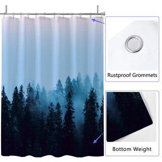 Foto 2 | Foto 2 | Cortina De Ducha Llscl Blue Forest Impermeable 180 X 180 Cm - Venta Internacional.