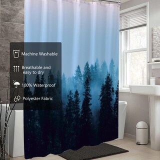 Foto 4 | Foto 4 | Cortina De Ducha Llscl Blue Forest Impermeable 180 X 180 Cm - Venta Internacional.