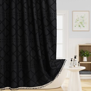 Foto 1 | Foto 1 | Cortina De Ducha Craidlela  Tela Tejida Bohemio Negra  180 X 180 Cm - Venta Internacional.