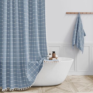 Foto 1 | Foto 1 | Cortina De Ducha Bttn Boho Farmhouse Linen Rústico Azul 180 X 180 Cm - Venta Internacional.