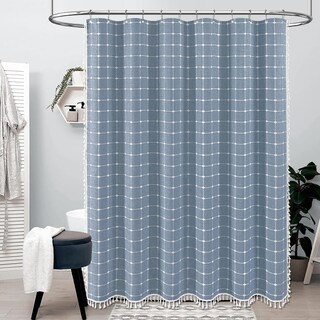 Foto 2 | Foto 2 | Cortina De Ducha Bttn Boho Farmhouse Linen Rústico Azul 180 X 180 Cm - Venta Internacional.
