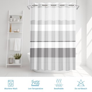 Foto 6 | Foto 6 | Cortina De Ducha Nesphy Sin Gancho Gris Con Forro 180 X 188 Cm - Venta Internacional.