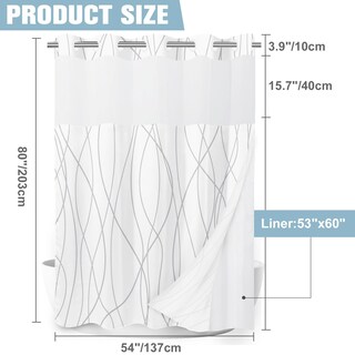 Foto 7 | Foto 7 | Cortina De Ducha Lxbni Sin Gancho Rayas Grises Y Blancas 137 X 203 Cm - Venta Internacional.