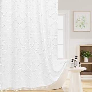 Foto 1 | Foto 1 | Cortina De Ducha Craidlela Boho  Tela Blanca  180 X 180 Cm  Impermeable - Venta Internacional.
