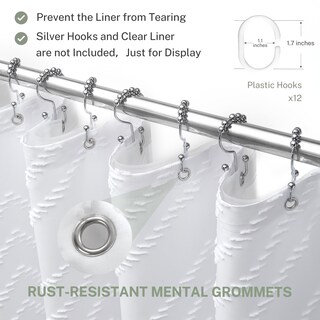 Foto 7 | Foto 7 | Cortina De Ducha Siiluminisoy Extra Larga Blanca Bohemio 180 X 200 Cm - Venta Internacional.