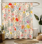 Cortina De Ducha Stanoha Boho Moderna Amarilla Y Floral 180 X 180 Cm - Venta Internacional.
