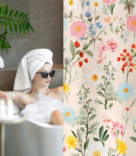 Foto 6 | Foto 6 | Cortina De Ducha Stanoha Boho  Moderna  Amarilla Y Floral  180 X 180 Cm - Venta Internacional.