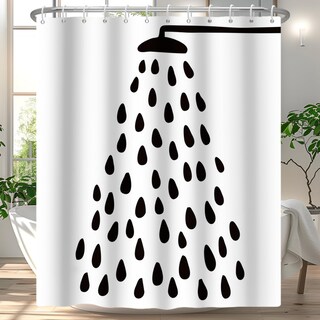 Foto 1 | Foto 1 | Cortina De Ducha Riepoiia Con Forma De Gota De Agua Blanca Y Negra 180 X 180 Cm - Venta Internacional.